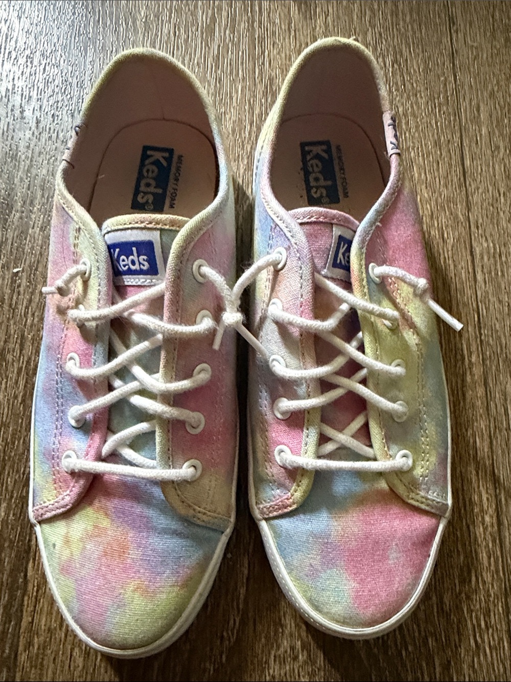Keds Kids Pastel Rainbow Tie-Dye Canvas Sneakers - Pink, Yellow, Blue